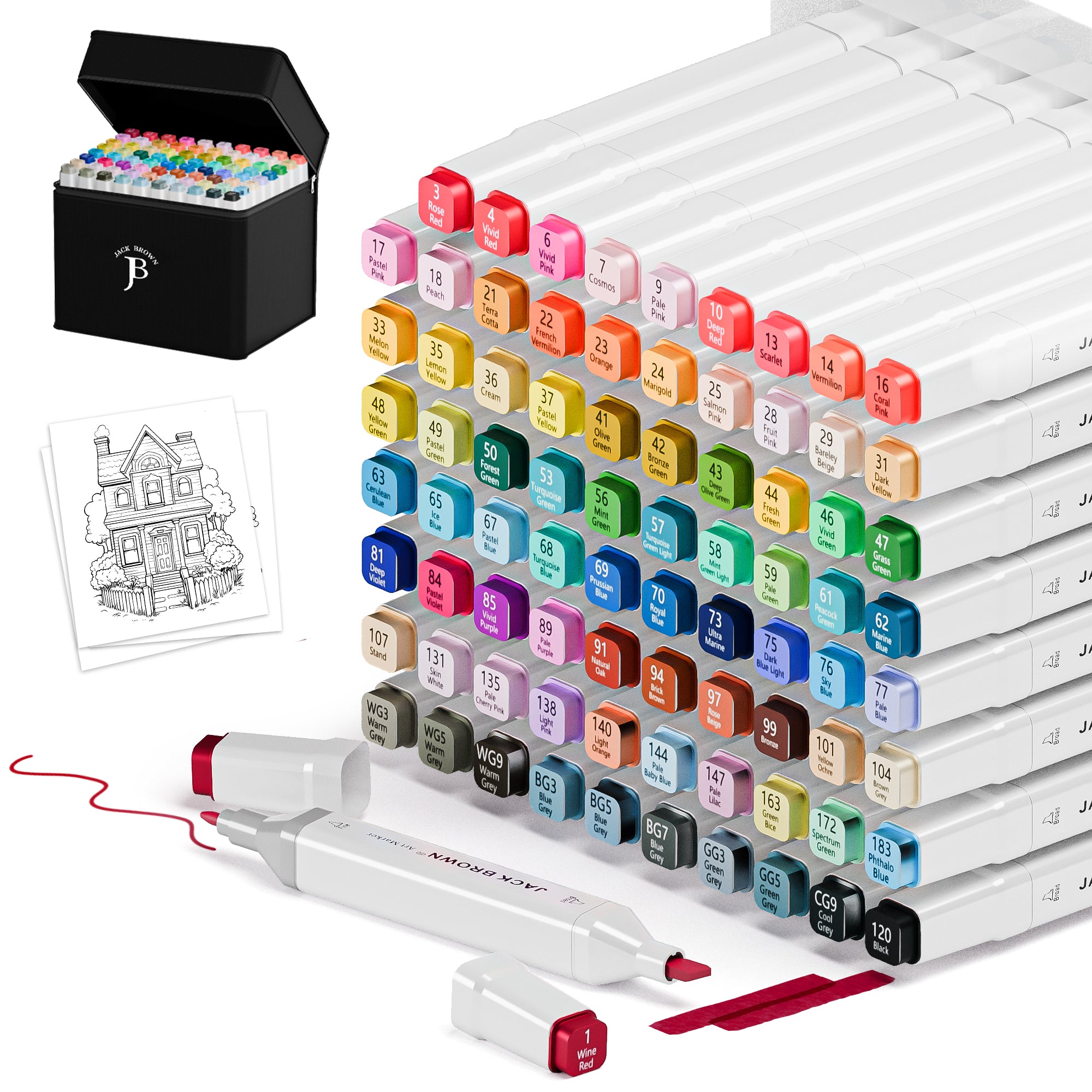Jack Brown 120 Alcohol Markers — Dual-Tip Set